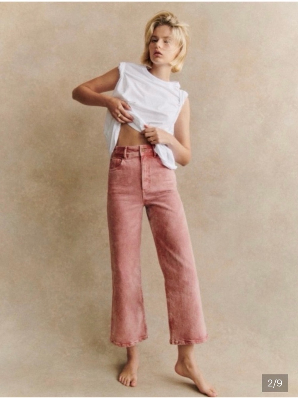 Sezane le crop Cropped Straight-Leg Jeans in rose